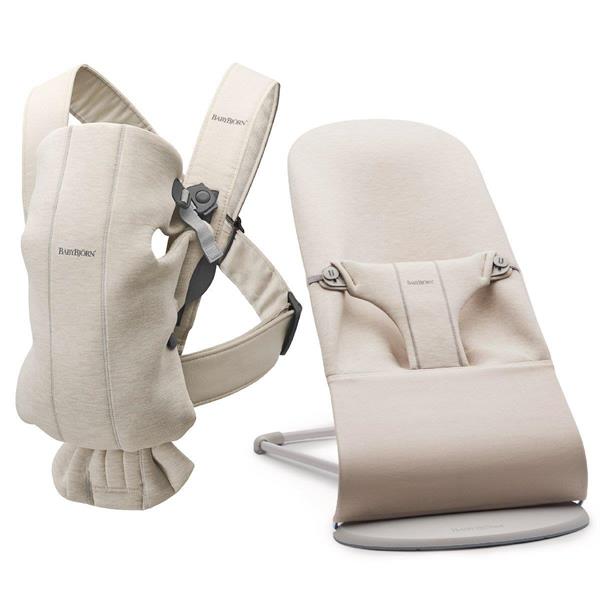 BabyBjörn 2li Set Bliss Ana kucağı & Kanguru Mini 3D Jersey Light Beige