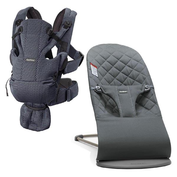 BabyBjörn 2li Set Bliss Ana kucağı Woven & Kanguru Move Mesh Anthracite