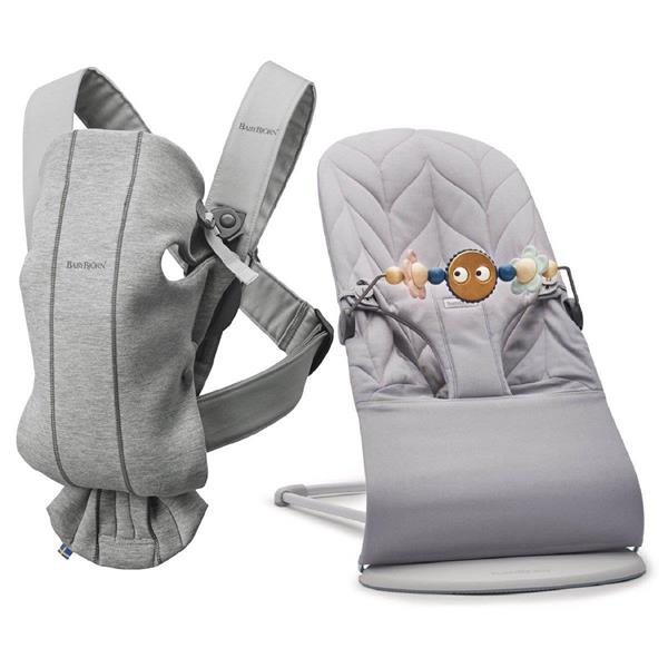 BabyBjörn 2li Set Pastel Oyuncaklı Bliss Ana kucağı Petal Woven & Kanguru Mini 3D Jersey Light Grey