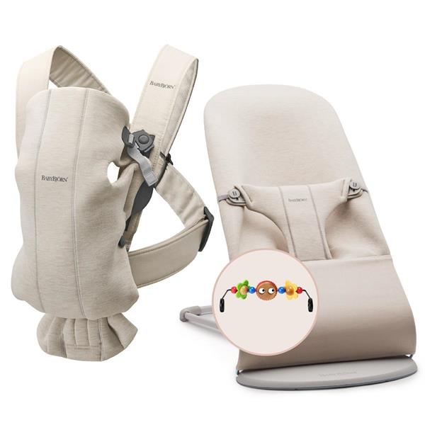 BabyBjörn 2li Set Pastel Oyuncaklı Bliss Ana kucağı & Kanguru Mini 3D Jersey Light Beige