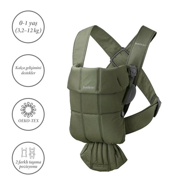 BabyBjörn Bliss Ana Kucağı & Kanguru Mini Cotton Yenidoğan Seti / Dark Green