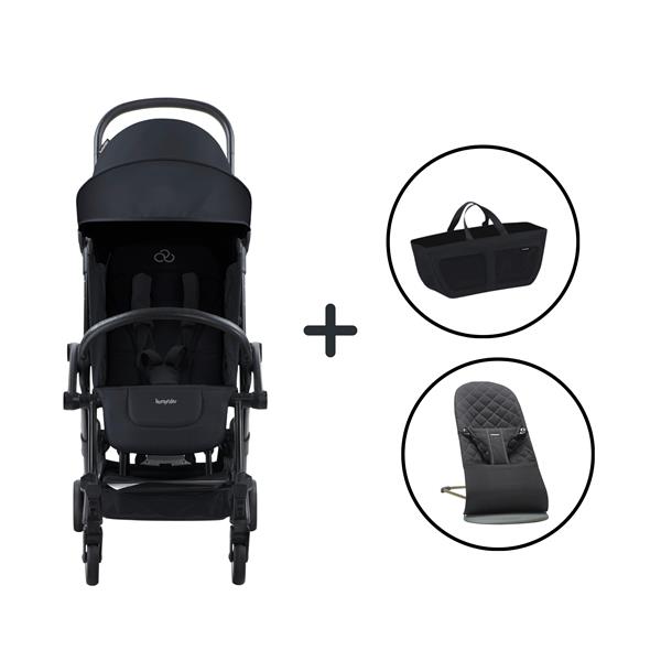 BabyBjörn Bliss Ana Kucağı Woven Black & Bumprider Connect³ Bebek Arabası Black-Black & Yan Düzenleyici Çanta