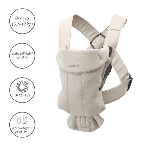 BabyBjörn Bliss Ana Kucağı Cotton Khaki Green & Kanguru Mini 3D Cotton Jersey Light Beige