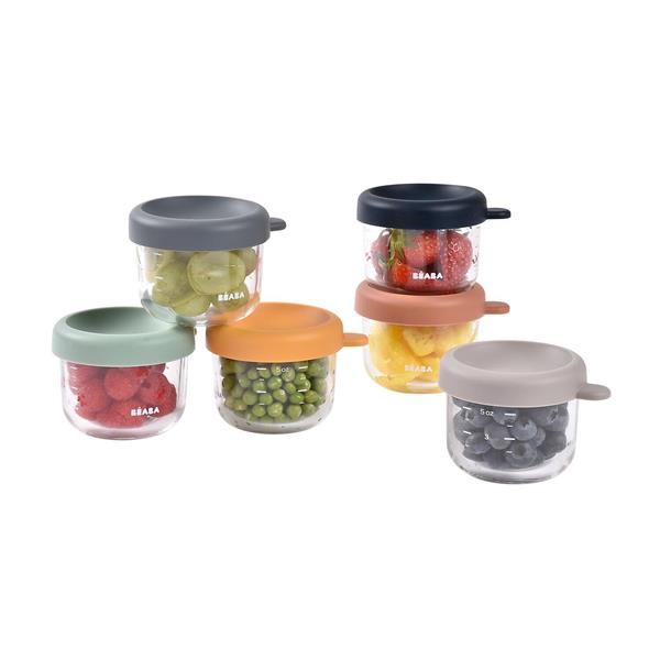 Beaba Bebek cam mama kavanozu 6lı set 150 ml, Sunrise color mix