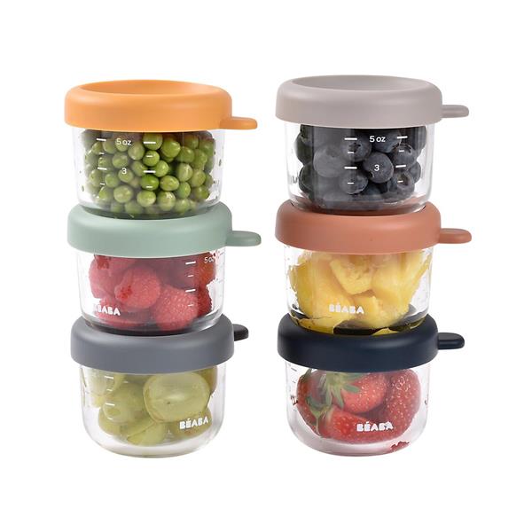 Beaba Bebek cam mama kavanozu 6lı set 150 ml, Sunrise color mix