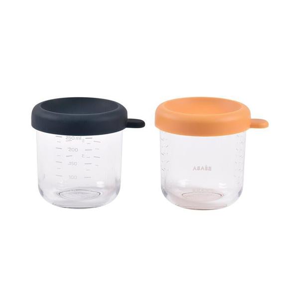 Bebek cam mama kavanozu 2li set , 250 ml Night blue / 250 ml Honey