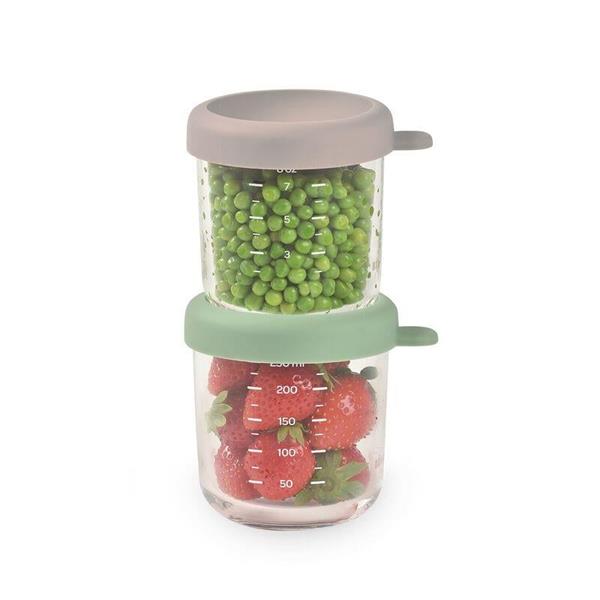 Bebek cam mama kavanozu 2li set, 250 ml Sage green / 250 ml Gazelle