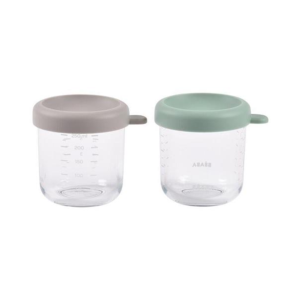 Bebek cam mama kavanozu 2li set, 250 ml Sage green / 250 ml Gazelle
