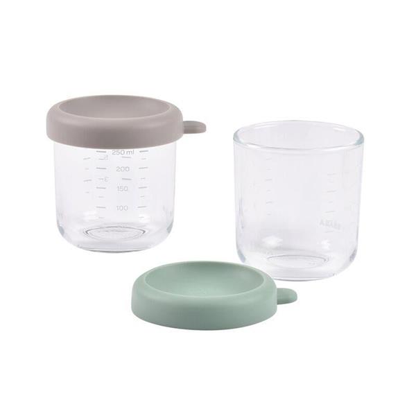Bebek cam mama kavanozu 2li set, 250 ml Sage green / 250 ml Gazelle