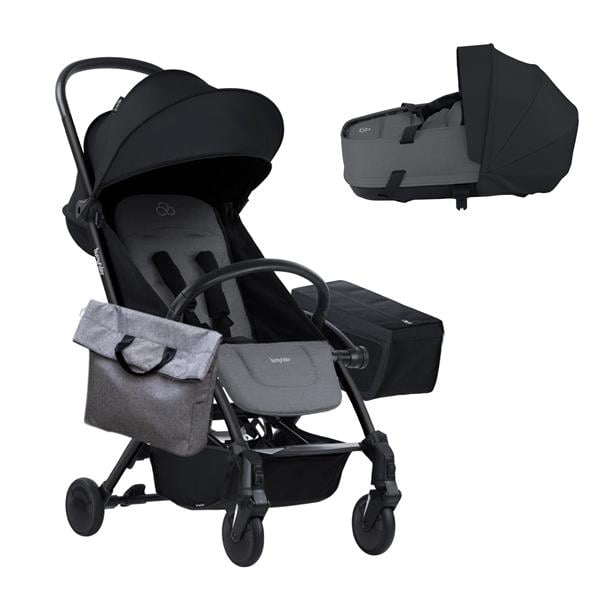 Bumprider Connect 3 Black-Grey Melange Bebek Arabası / Yan Düzenleyici / Grey-Black Yan Bakım Çantası / Grey Melange Portbebe