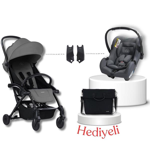 Bumprider Connect³ Black-Grey Bebek Arabası & Connect TRN Grup 0+ Oto Koltuğu Grey & Oto Koltuk Adaptörü