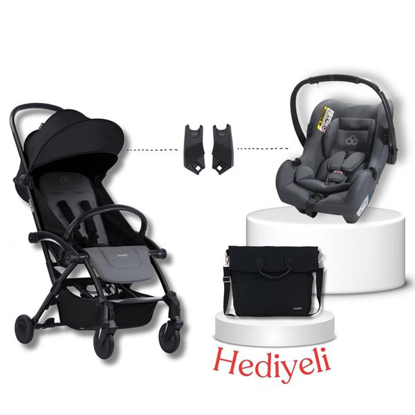 Bumprider Connect³ Black-Grey Melange Bebek Arabası & Connect TRN Grup 0+ Oto Koltuğu Grey & Oto Koltuk Adaptörü