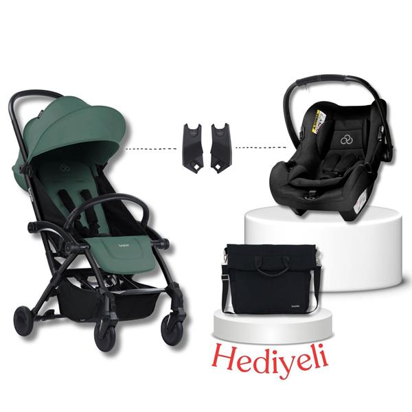 Bumprider Connect³ Black-Olive Bebek Arabası & Connect TRN Grup 0+ Oto Koltuğu Black & Oto Koltuk Adaptörü