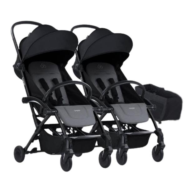 Bumprider Connect³ İkiz Bebek Arabası / Black - Grey Melange & Yan Düzenleyici Çanta Hediyeli