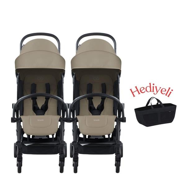 Bumprider Connect³ İkiz Bebek Arabası / Black - Sand & Yan Düzenleyici Çanta Hediyeli