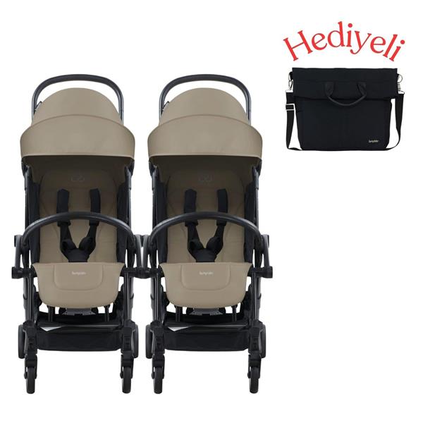 Bumprider Connect³ İkiz Bebek Arabası Black - Sand & Yan Bakım Çantası Hediyeli