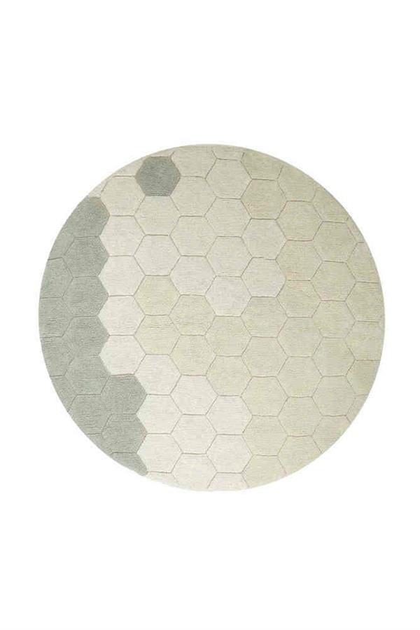 Halı, Round Honeycomb Blue Sage