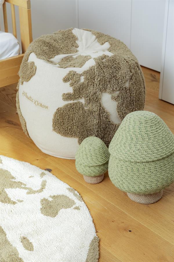 Lorena Canals Çocuk Odası Puf, World Map Rugcycled