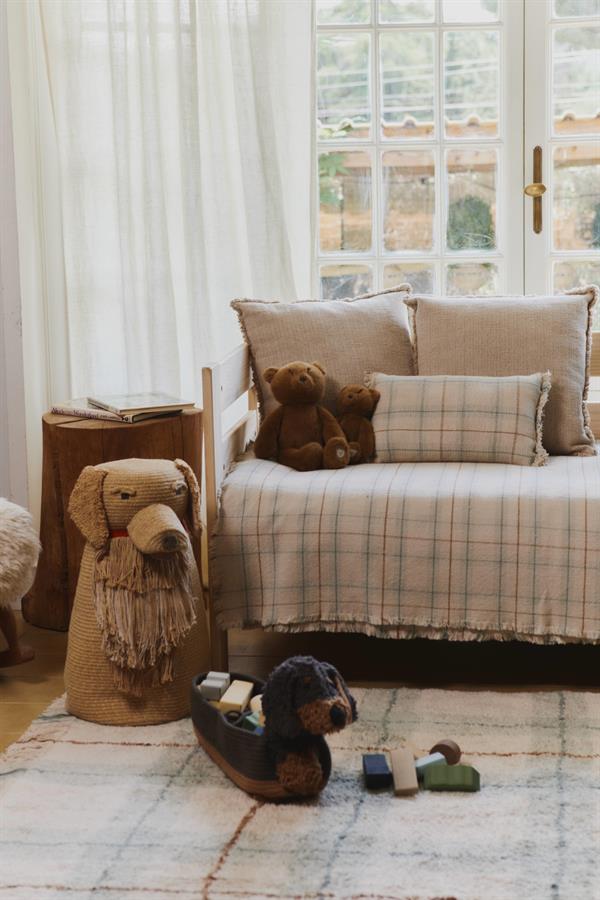 Lorena Canals Çocuk Odası Yastığı, Tartan Blue Sage
