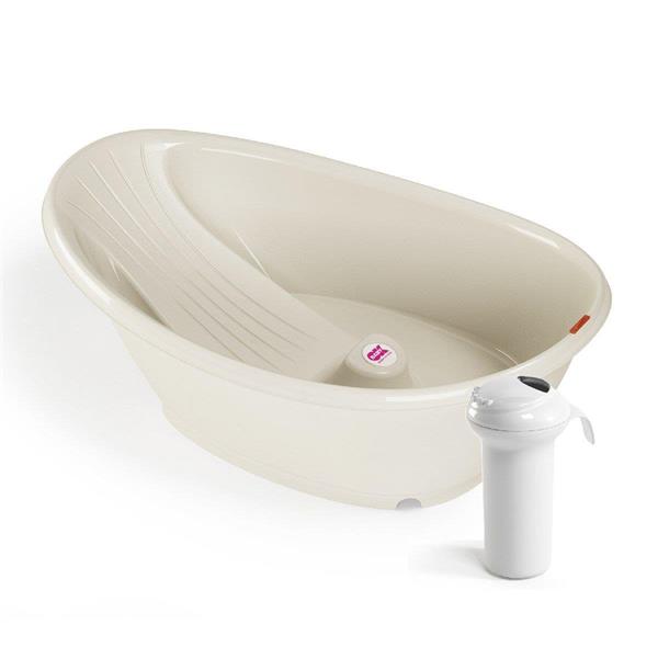 OKBaby Bebek Banyo Seti Banyo Seti Bella Bebek Banyo Seti Dijital Termometreli Çift Yönlü Bebek Küveti & Splash Bebek Duşu K. Beyaz
