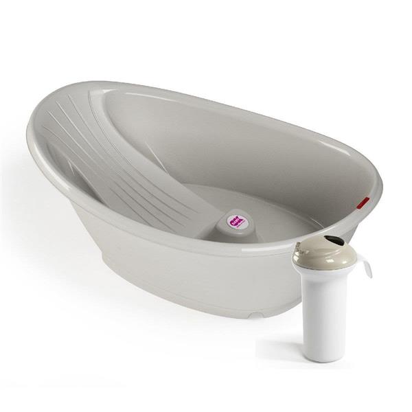 OKBaby Bebek Banyo Seti Bella Bebek Banyo Seti Dijital Termometreli Çift Yönlü Bebek Küveti & Splash Bebek Duşu A. Gri