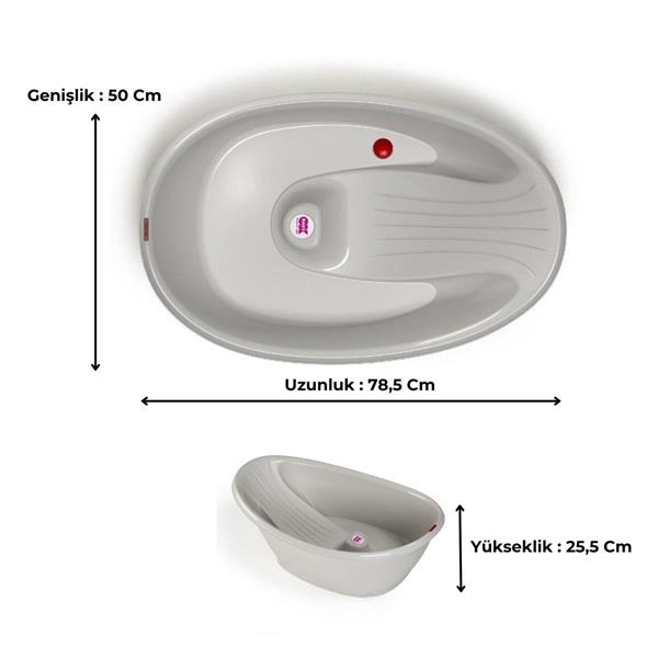 OKBaby Bebek Banyo Seti Bella Dijital Termometreli Çift Yönlü Küveti & Küvet Taşıyıcı A. Gri