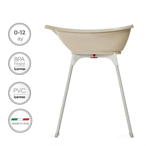 OKBaby Bebek Banyo Seti Bella Dijital Termometreli Çift Yönlü Küveti & Küvet Taşıyıcı Bej