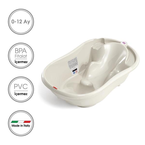 OKBaby Bebek Banyo Seti Onda Dijital Termometreli Çift Yönlü Bebek Küveti K. Beyaz & Bebek Küvet Taşıyıcı