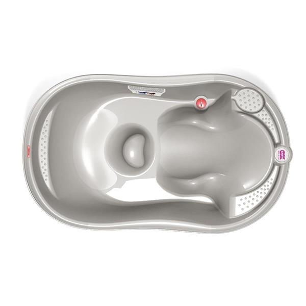 OKBaby Bebek Banyo Seti Onda Dijital Termometreli Çift Yönlü Bebek Küveti A. Gri & Bebek Küvet Taşıyıcı