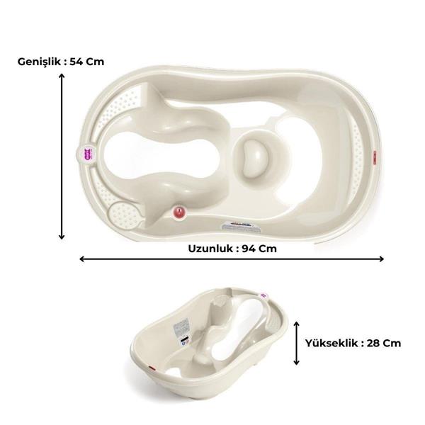 OKBaby Bebek Banyo Seti Onda Evolution Dijital Termometreli Çift Yönlü Bebek Küveti K. Beyaz & Bebek Küvet Taşıyıcı