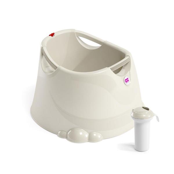 OKBaby Bebek Banyo Seti Opla Küvet & Splash Bebek Duşu Kırık Beyaz