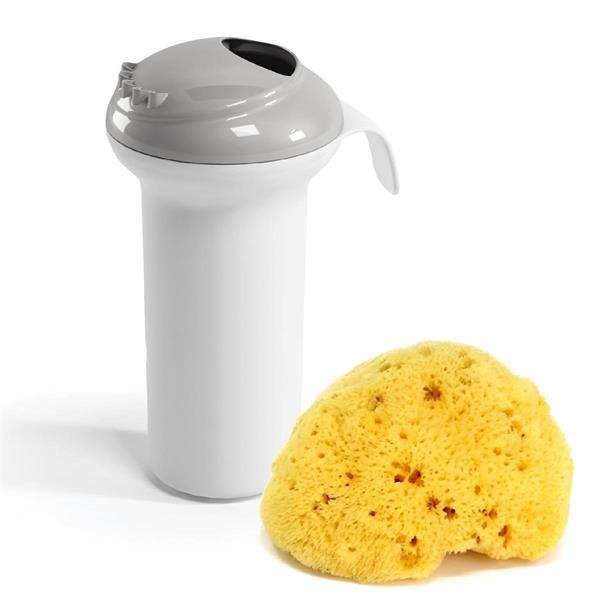 OKBaby Bebek Banyo Seti Splash Bebek Duşu A. Gri & Doğal Banyo Süngeri No:14 Büyük İnce Dokulu