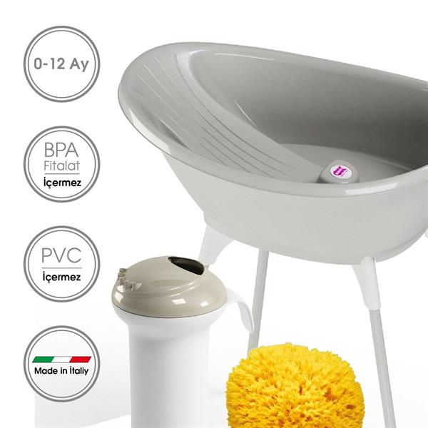 OKBaby Bella Bebek Banyo Seti 4 Parça Açık Gri