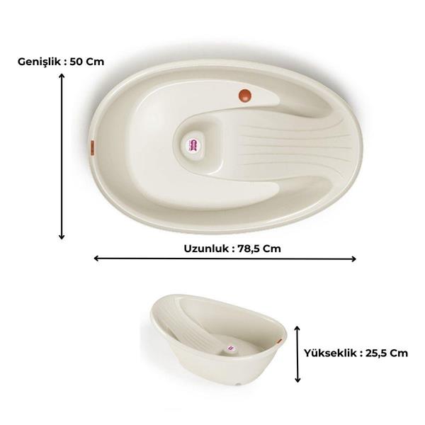 OKBaby Bella Bebek Banyo Seti Dijital Termometreli Çift Yönlü Bebek Küveti & Bebek Küvet Taşıyıcı K. Beyaz