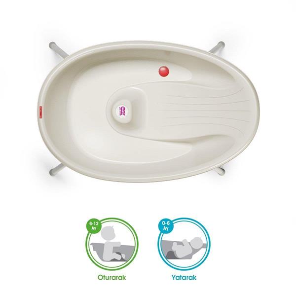 OKBaby Bella Bebek Banyo Seti Dijital Termometreli Çift Yönlü Bebek Küveti & Bebek Küvet Taşıyıcı K. Beyaz