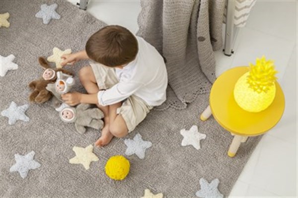 STARS Tricolor Halı Gri/ Mavi-Beyaz-Sarı