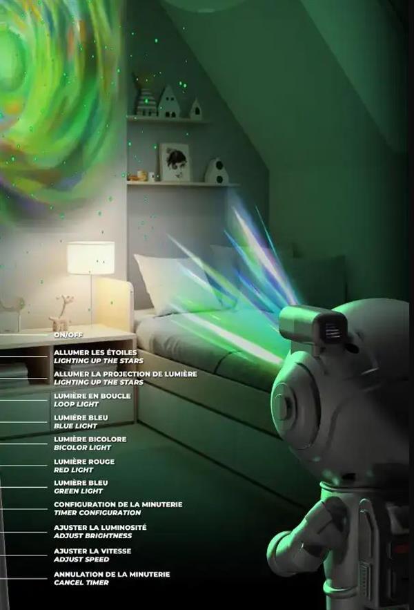 Astronot Yıldız Işığı Projeksiyon Lamba- Gümüş