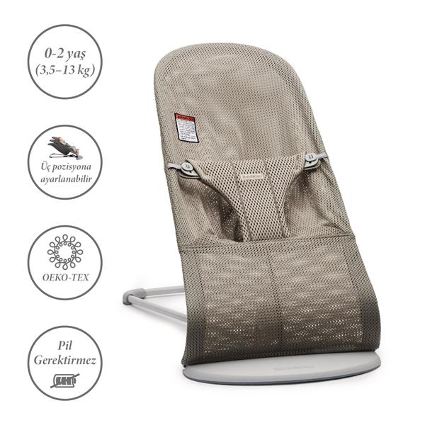 BabyBjörn Pastel Oyuncaklı Bliss Ana Kucağı Mesh Grey Beige