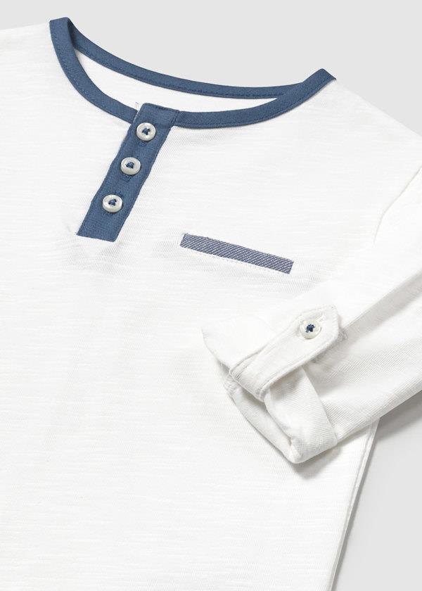 Beyaz Mavi Uzun Kollu Tişört STD