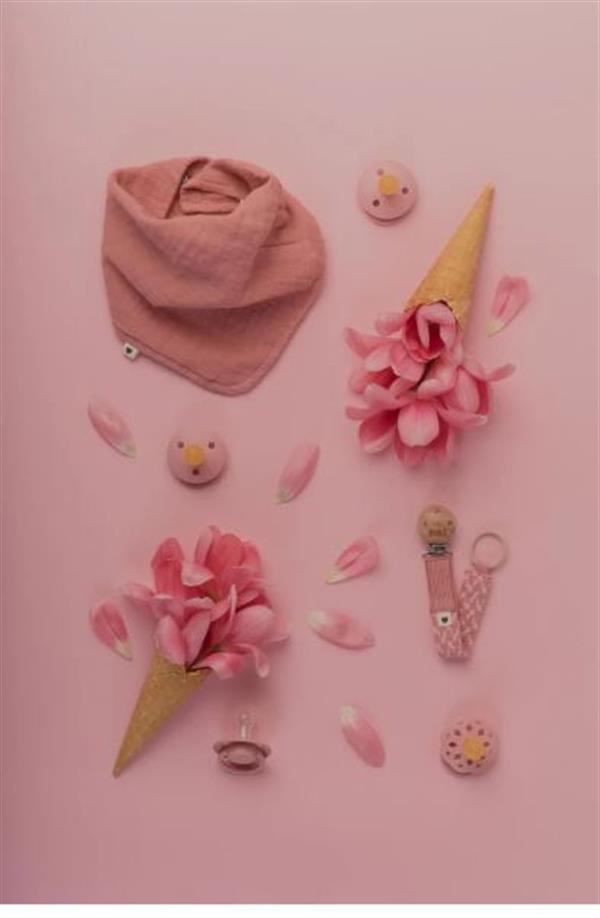 Bibs Paci Braid Emzik Askısı Dusty Pink/ Baby Pink