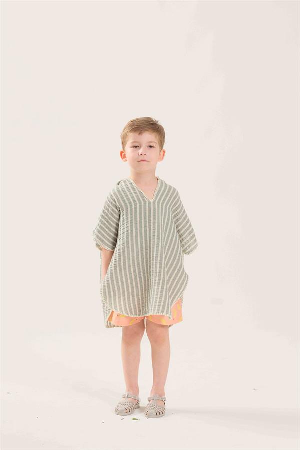 Çizgili Müslin Panço - Mint STD