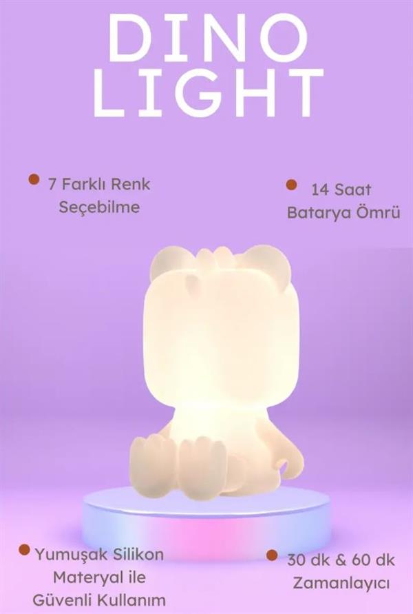 Çok Renkli Gece Lambası - Dinozor
