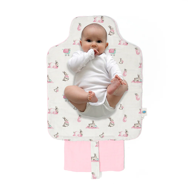 Deux Lapins Çantalı Pratik Katlanabilir Alt Değiştirme Matı Pembe bebe lapin