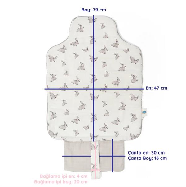 Deux Lapins Çantalı Pratik Katlanabilir Alt Değiştirme Matı İconic gri tavşan