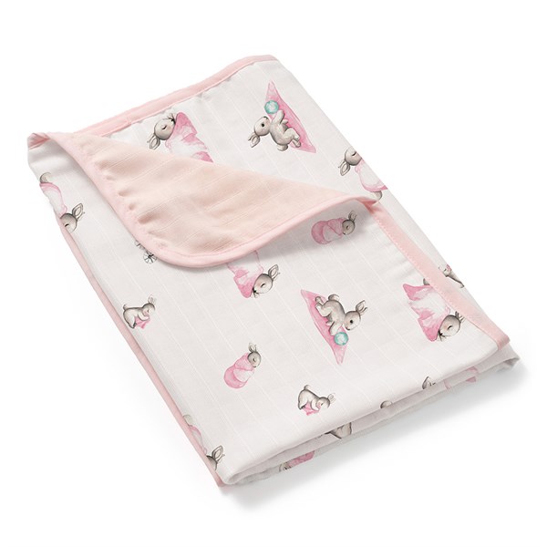 Deux Lapins Çift Kat Müslin Battaniye Pembe bebe lapin