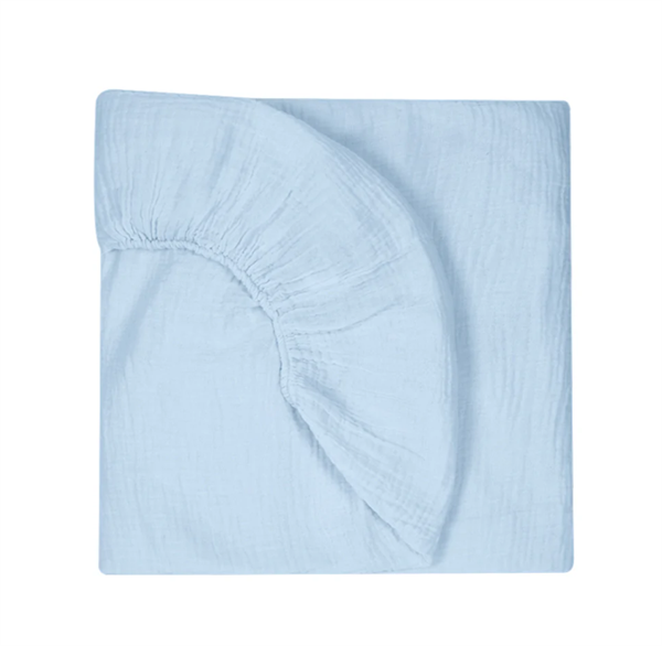 Deux Lapins Müslin Çarşaf Mavi