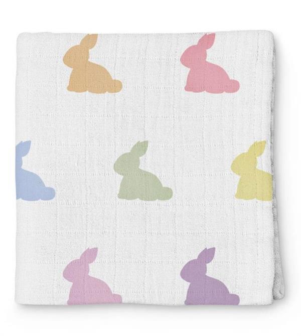 Deux Lapins Müslin Örtü 100X100 Gökkuşağı