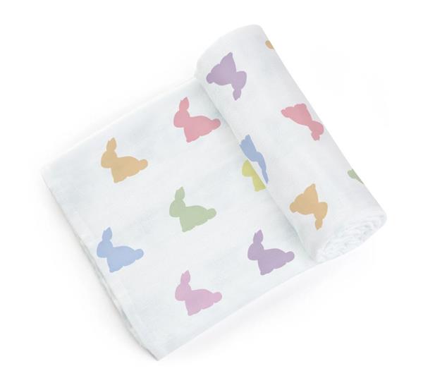 Deux Lapins Müslin Örtü 100X100 Gökkuşağı