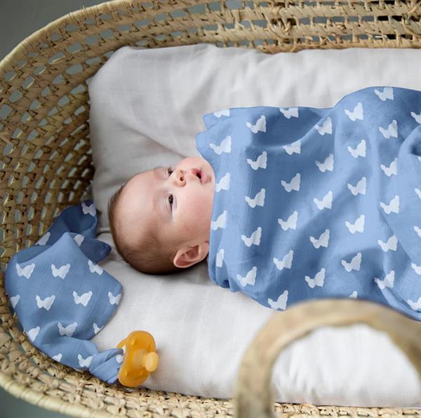 Deux Lapins Müslin Örtü 100X100 Royal Blue