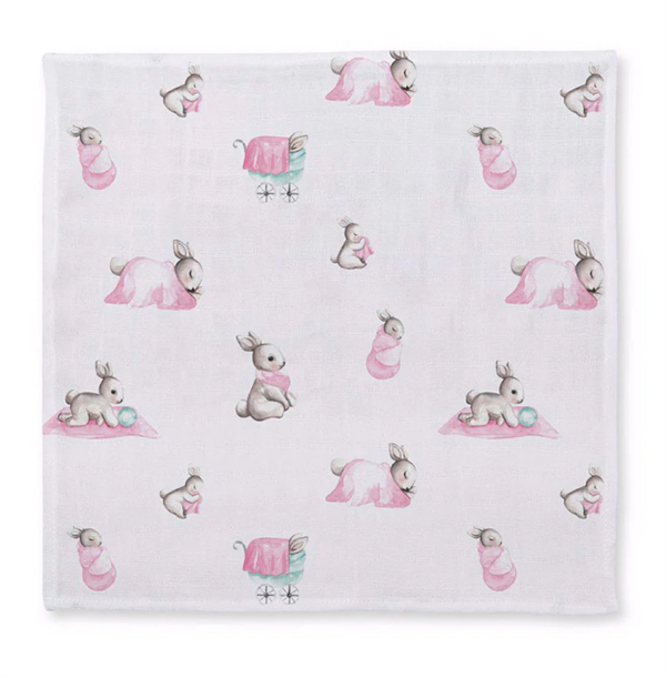 Deux Lapins Omuz Bezi 40x40 Pembe bebe lapin